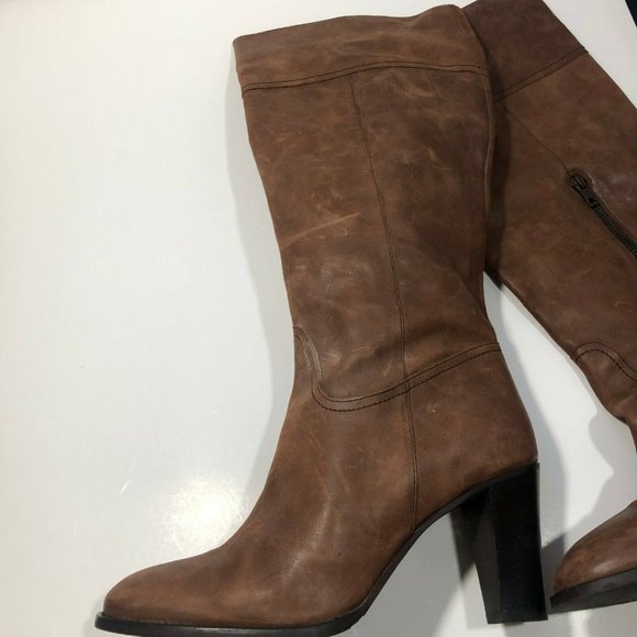 J. Crew Nottingham Leather High Heel Tall Boots 16950 Brown Size 10 Made N Italy - Picture 8 of 11